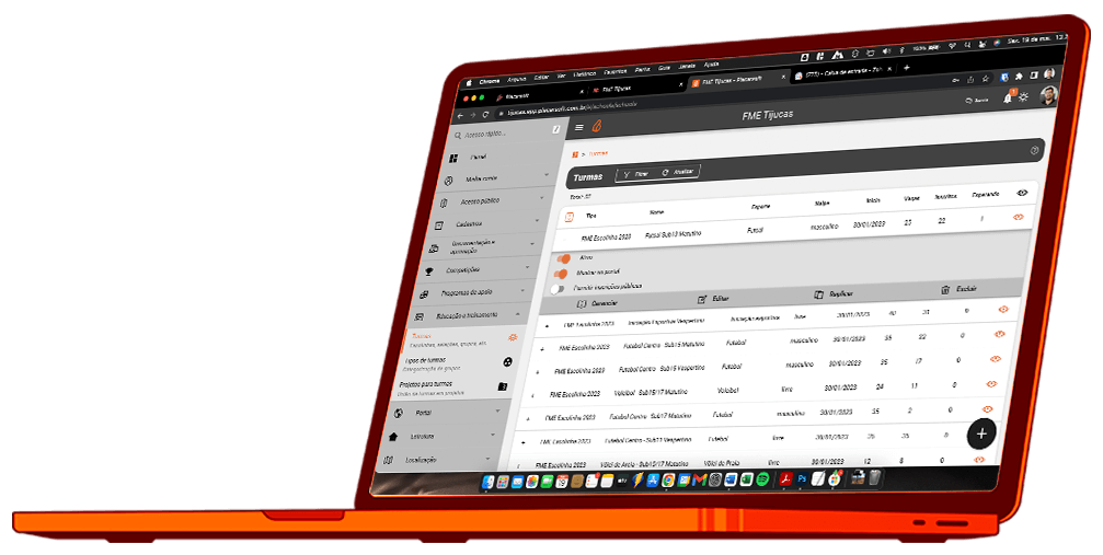imagem do notebook acessando o aplicativo Placarsoft
